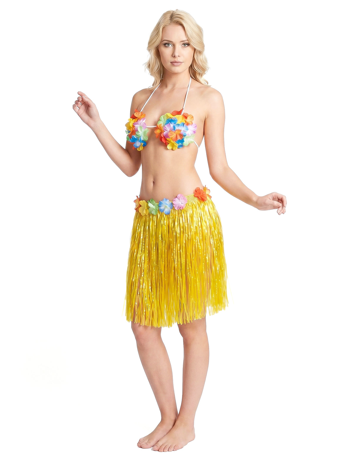 Falda hawaiana corta amarilla