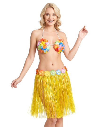 Falda hawaiana corta amarilla