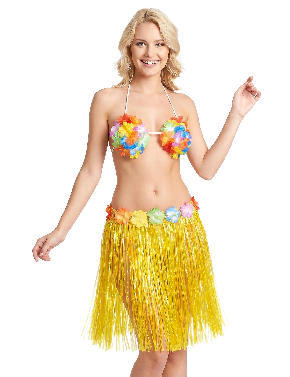 Falda hawaiana corta amarilla