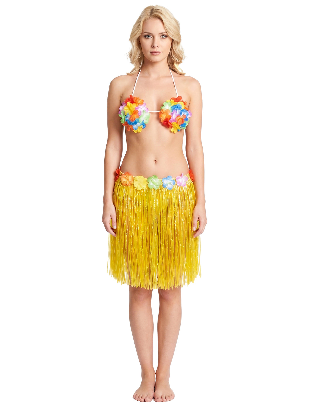 Falda hawaiana corta amarilla