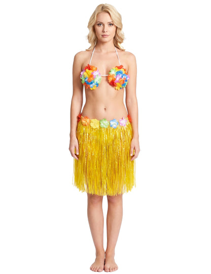 Falda hawaiana corta amarilla