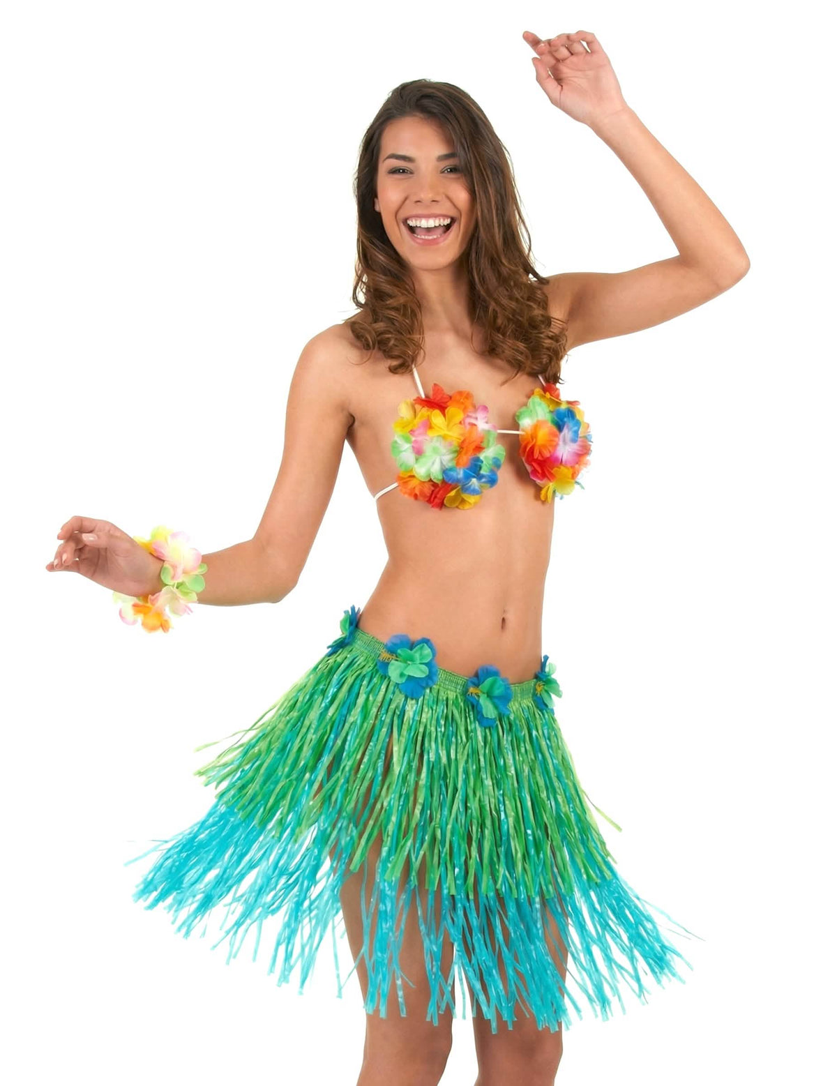 Conjunto completo de falda hawaiana corta para adulto
