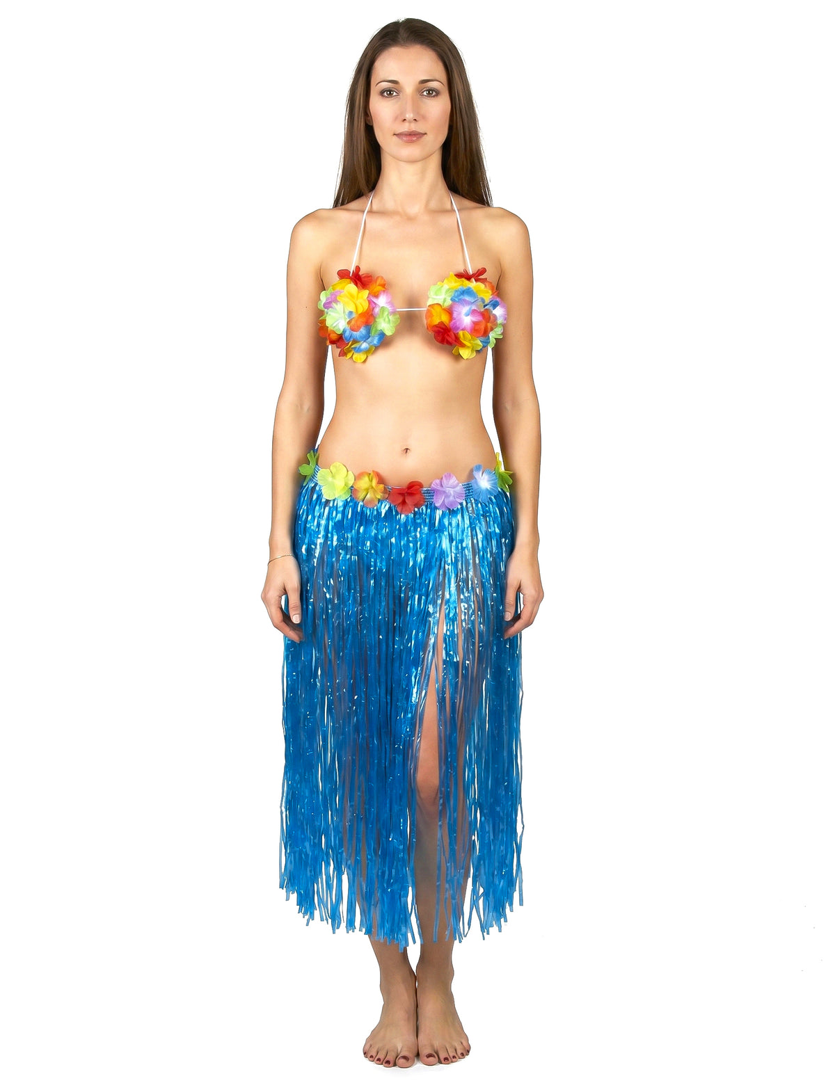Falda hawaiana azul adulto