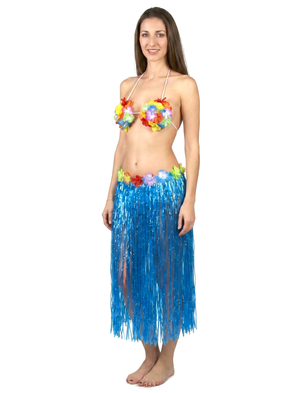 Falda hawaiana azul adulto
