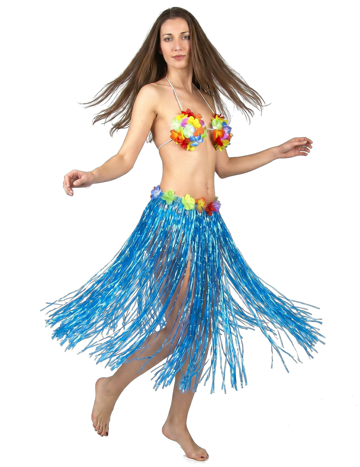 Falda hawaiana azul adulto