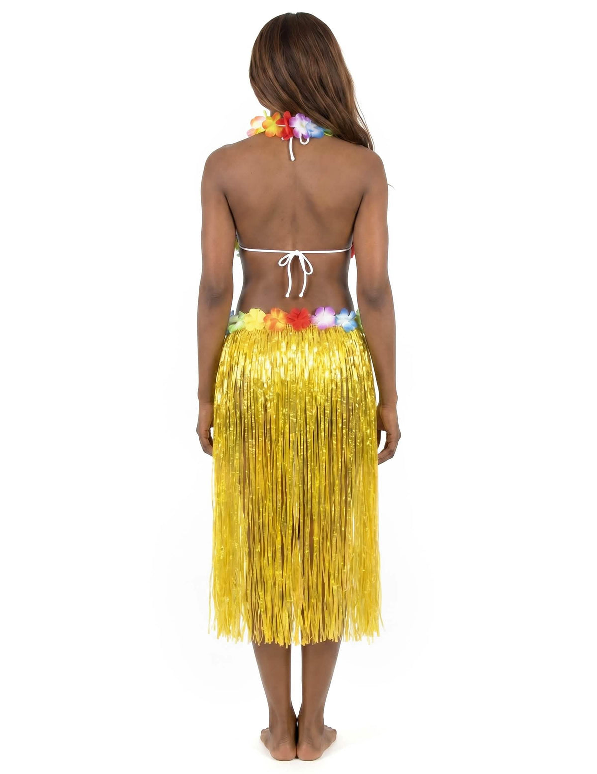 Falda hawaiana larga amarillo adulto