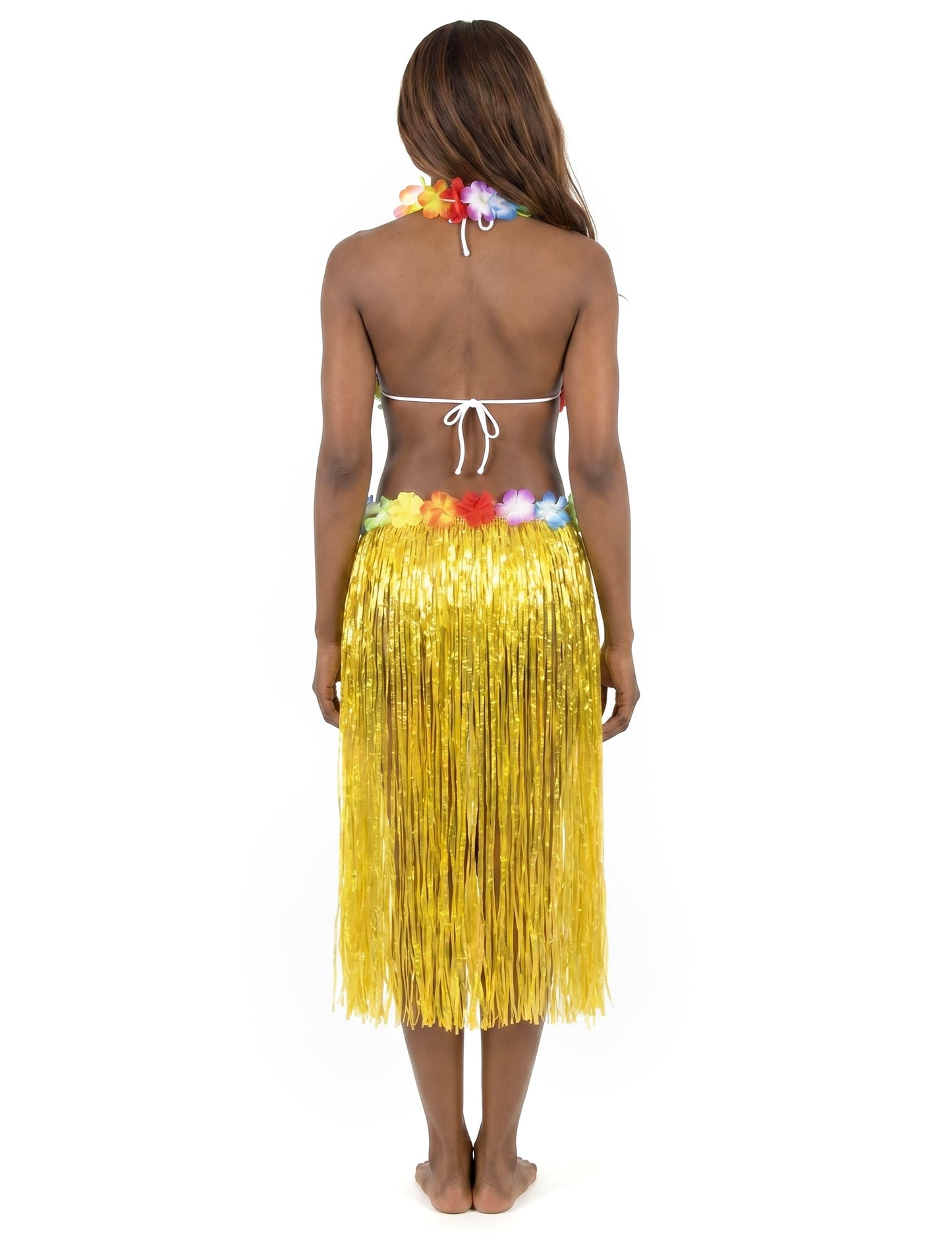 Falda hawaiana larga amarillo adulto