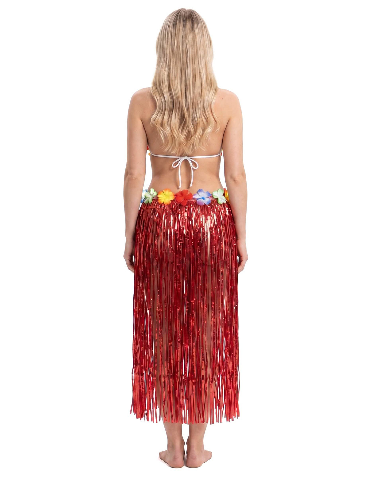 Falda hawaiana roja adulto