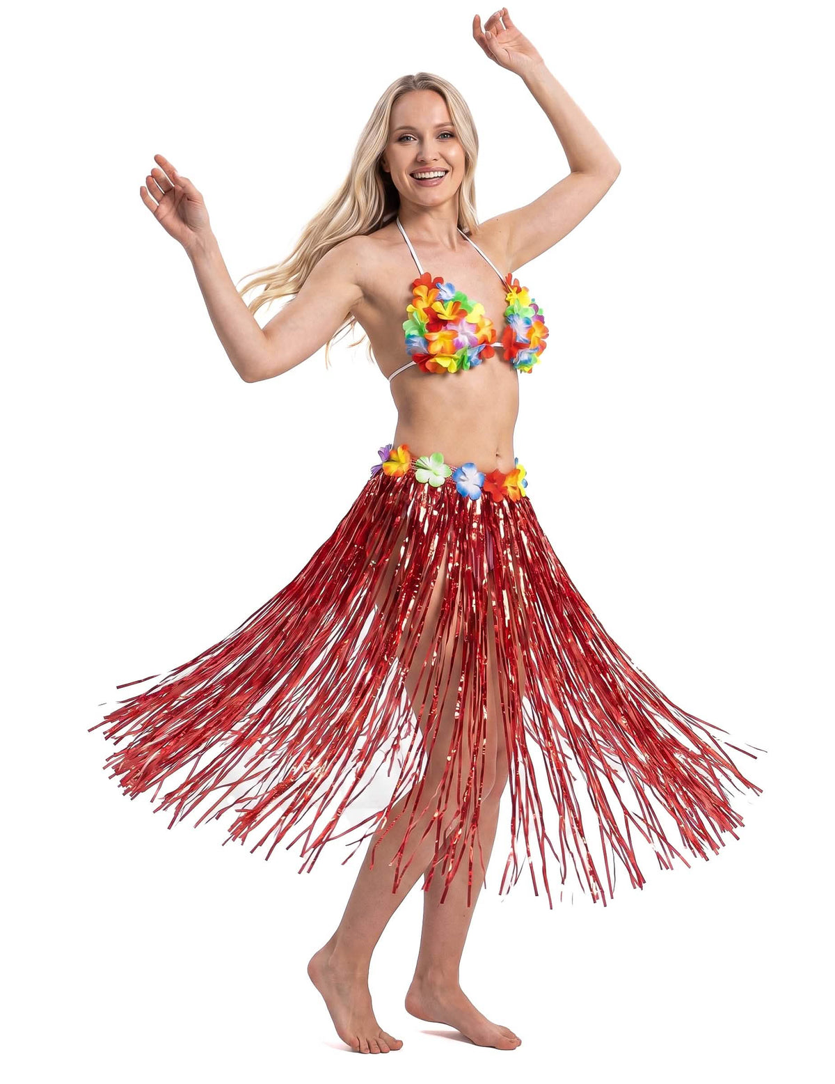 Falda hawaiana roja adulto