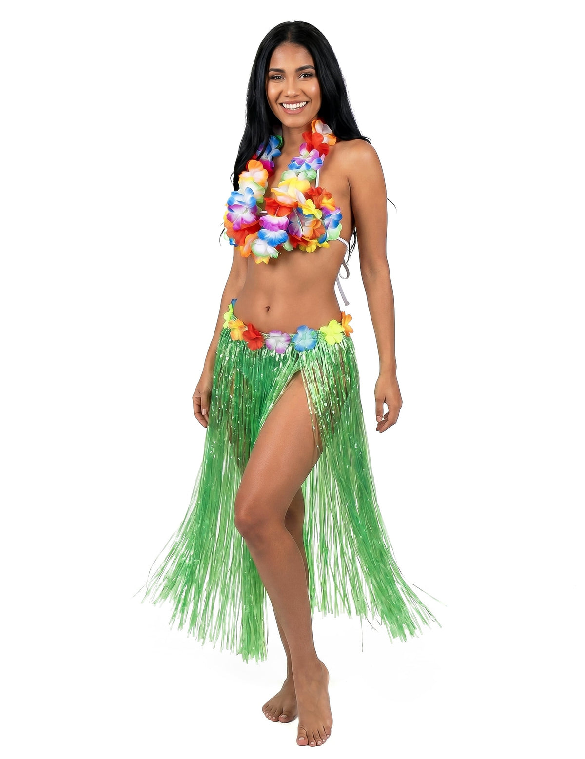 Falda hawaiana verde adulto