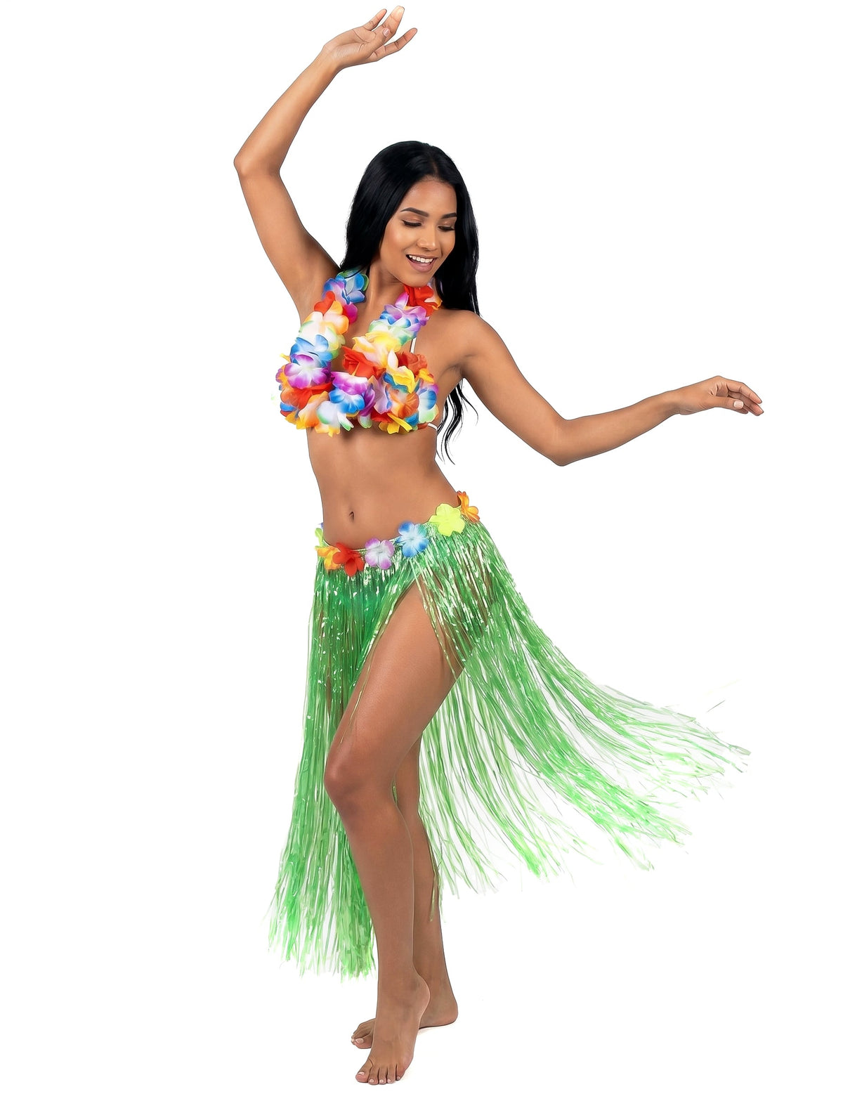 Falda hawaiana verde adulto