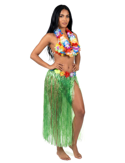 Falda hawaiana verde adulto