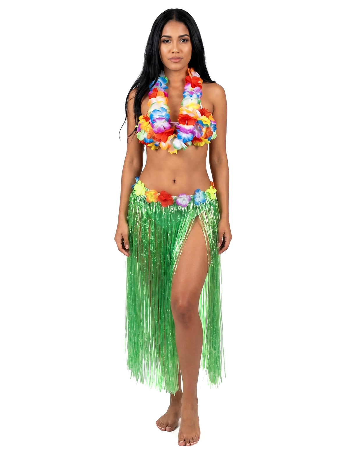 Falda hawaiana verde adulto