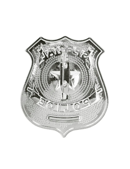 Vue de dos du badge argenté du kit 3 accessoires policier