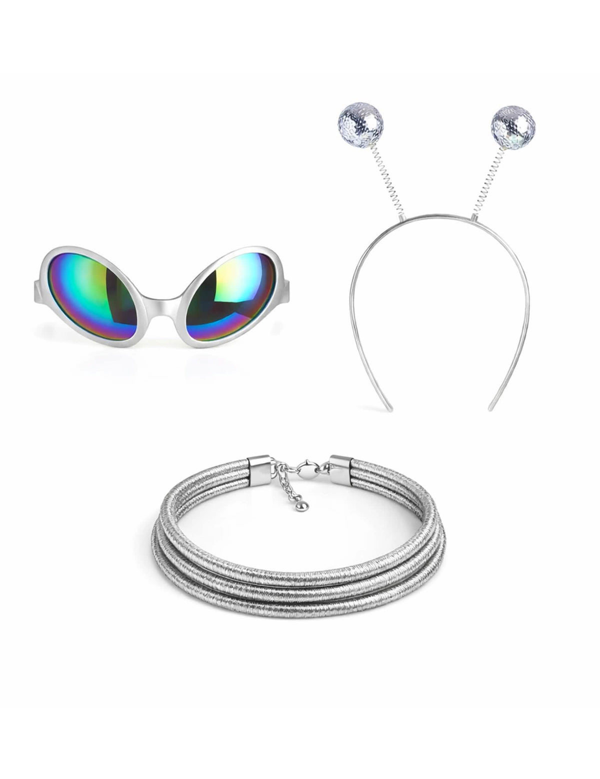 Kit de accesorios de alien plateado para adulto