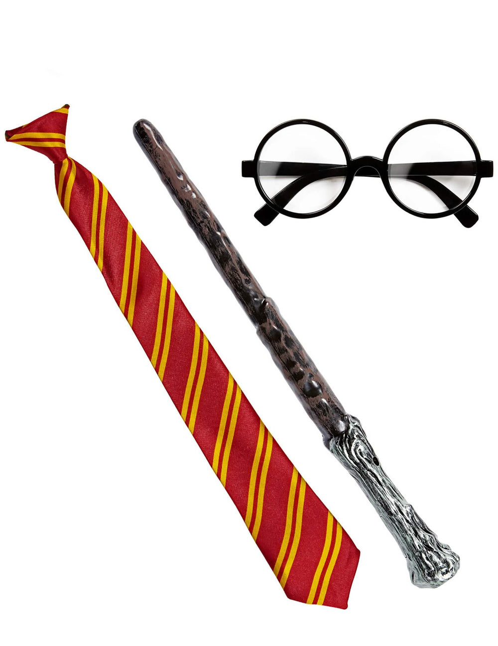Kit accesorios aprendiz de brujo para adulto con corbata rojo y amarillo, varita y gafas negras