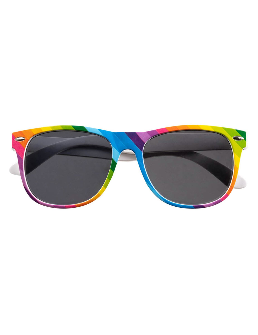 Vue de face des lunettes de soleil du kit d'accessoires arc en ciel