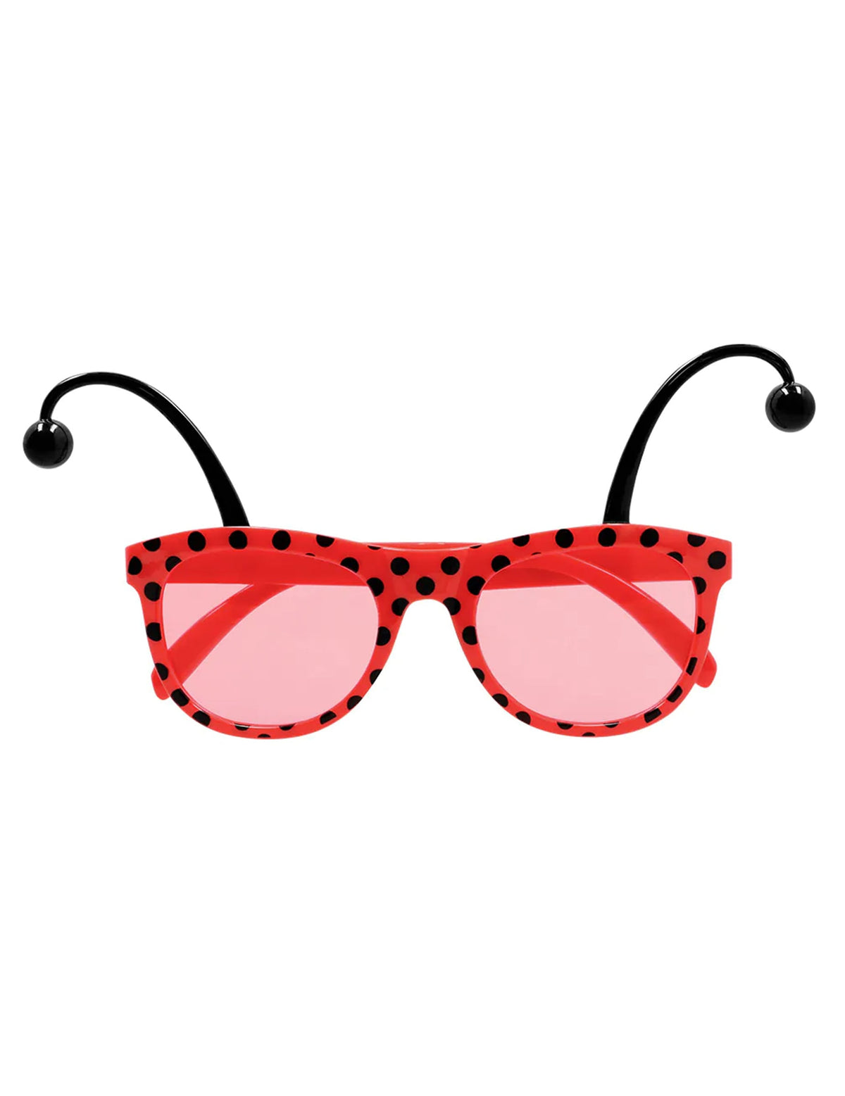 Lunettes rouges à pois noirs avec antennes du kit accessoires coccinelle pour adulte