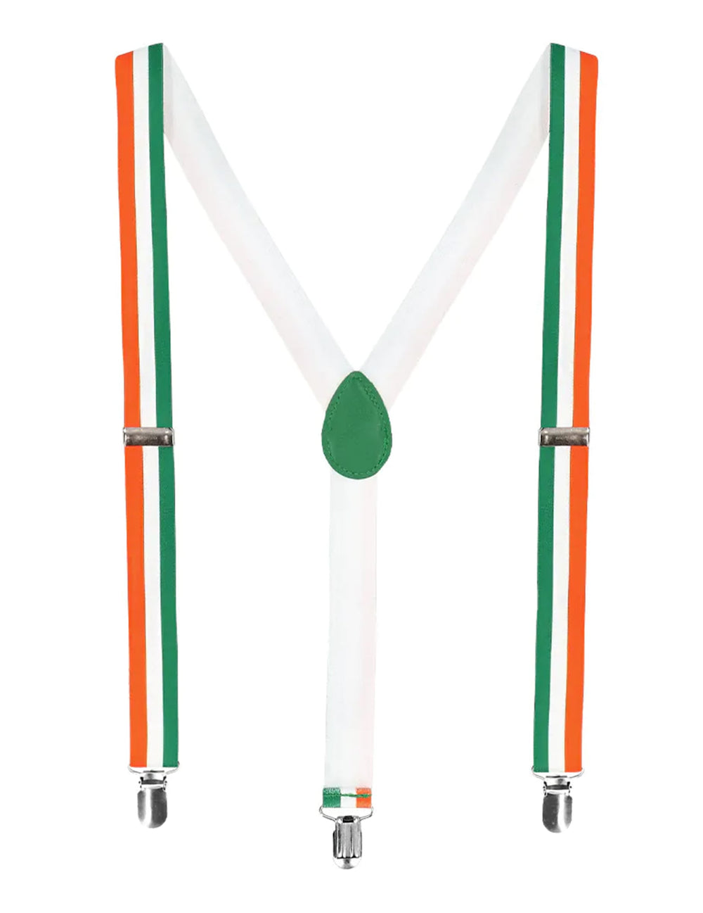 Bretelles tricolores vert blanc orange du kit accessoires Irlandais St Patrick
