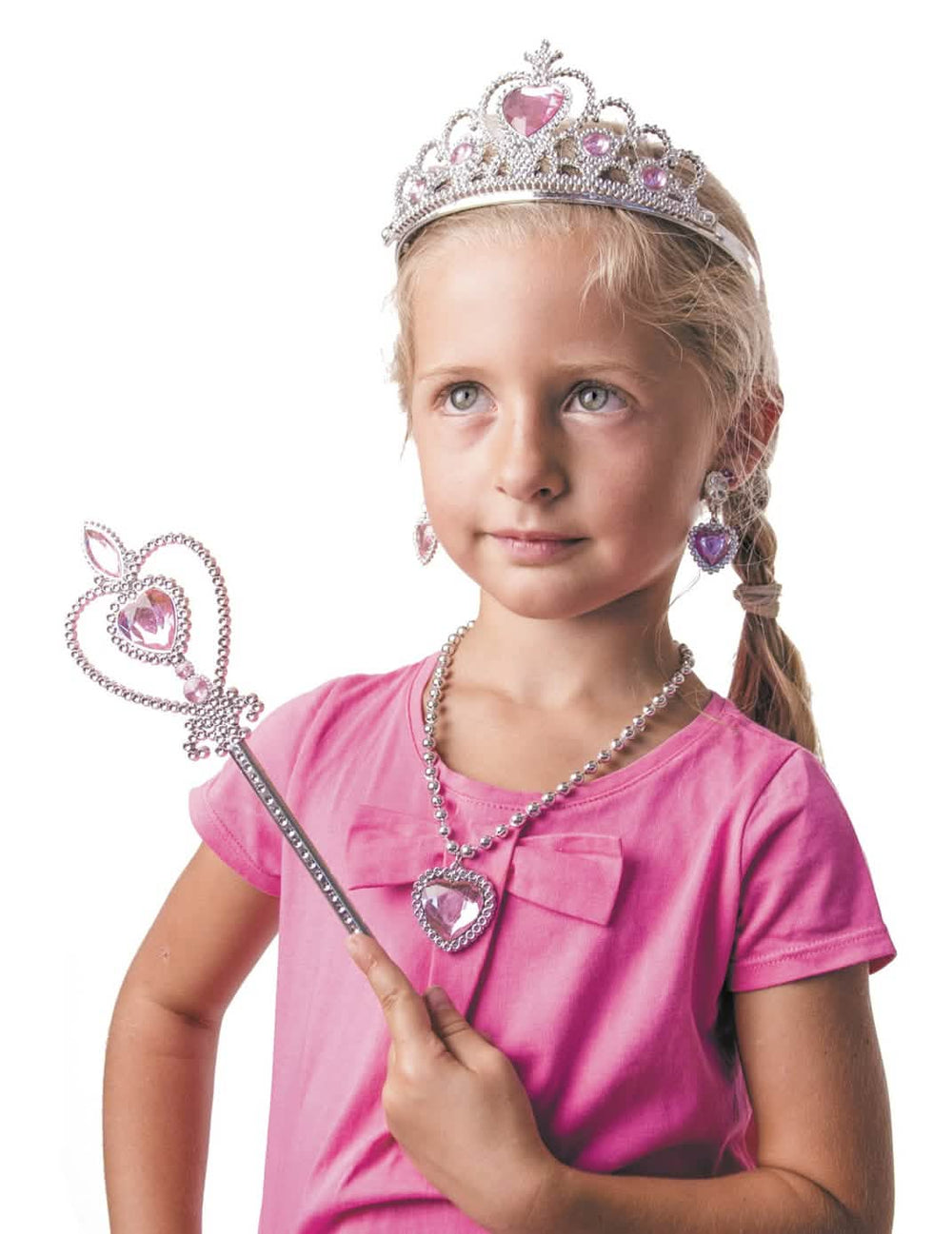 kit de accesorios princesa de los sueños para niña plateado y rosa con corona y varita mágica