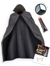 Kit de accesorios de vampiro para adulto negro con capa, maquillaje y dientes de vampiro