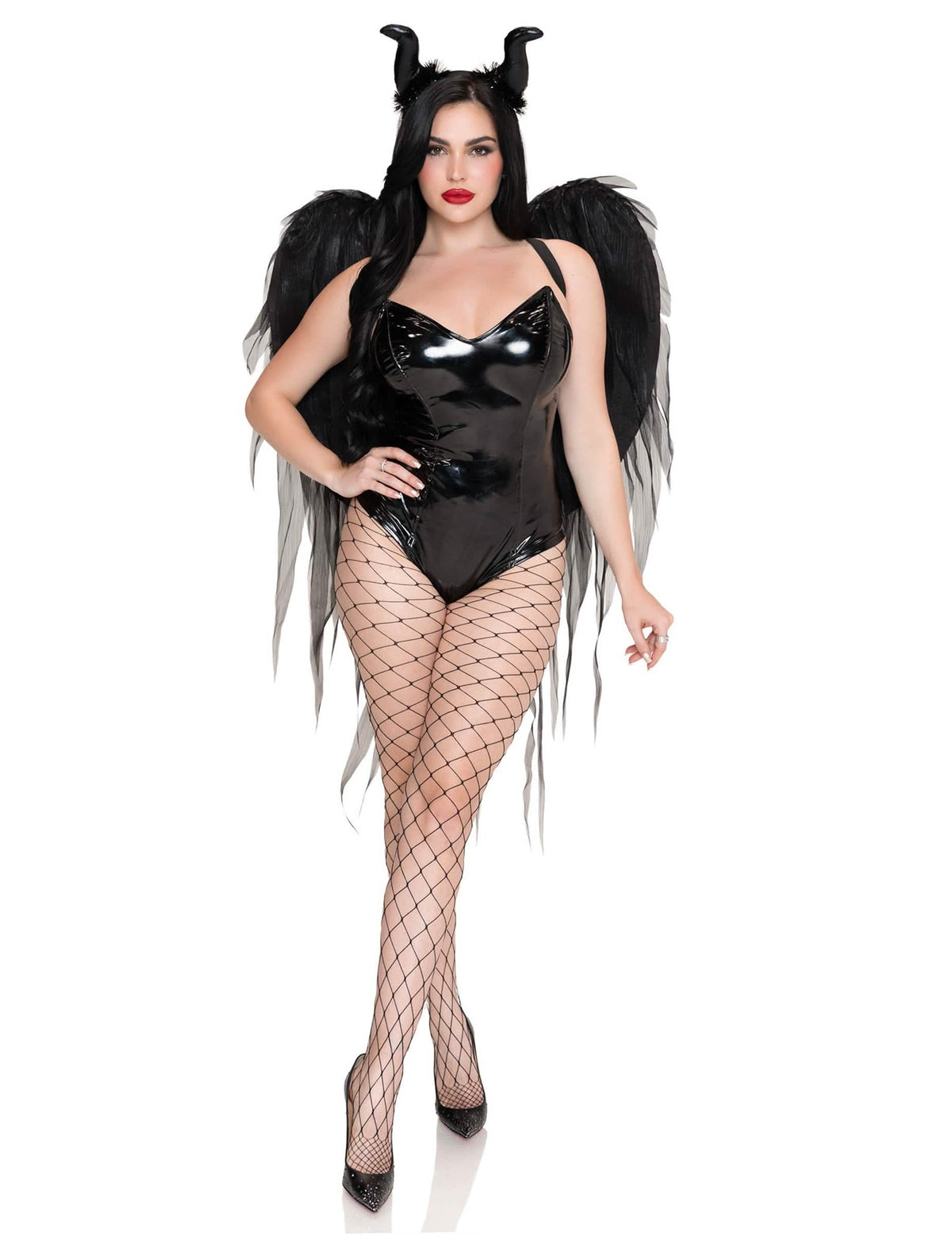 Kit de alas y tocado de demonio negro de lujo para adulto