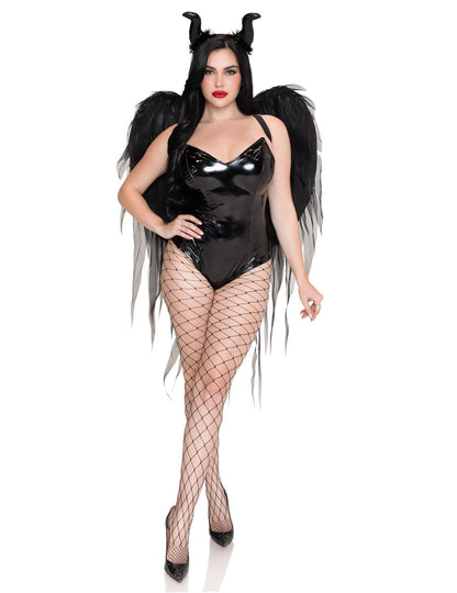 Kit de alas y tocado de demonio negro de lujo para adulto