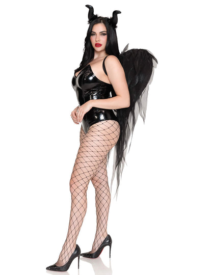 Kit de alas y tocado de demonio negro de lujo para adulto