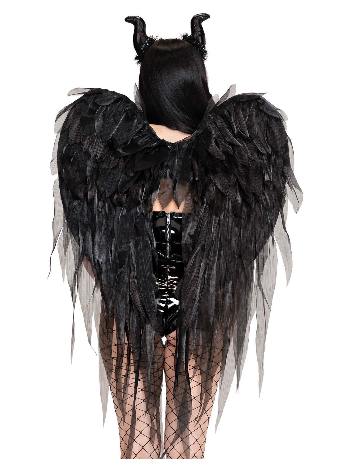 Kit de alas y tocado de demonio negro de lujo para adulto