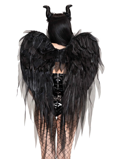 Kit de alas y tocado de demonio negro de lujo para adulto