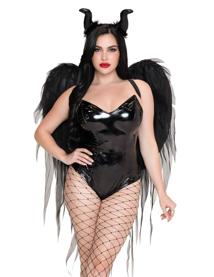 Kit de alas y tocado de demonio negro de lujo para adulto