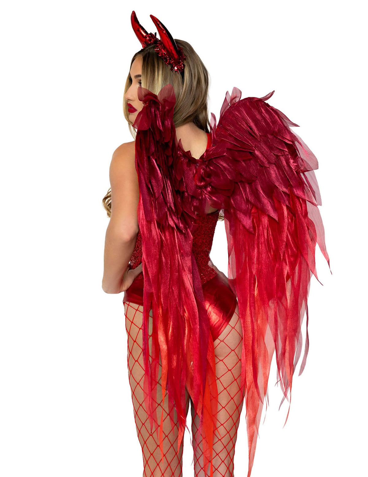 Kit de alas y tocado de diabla roja de lujo para adulto