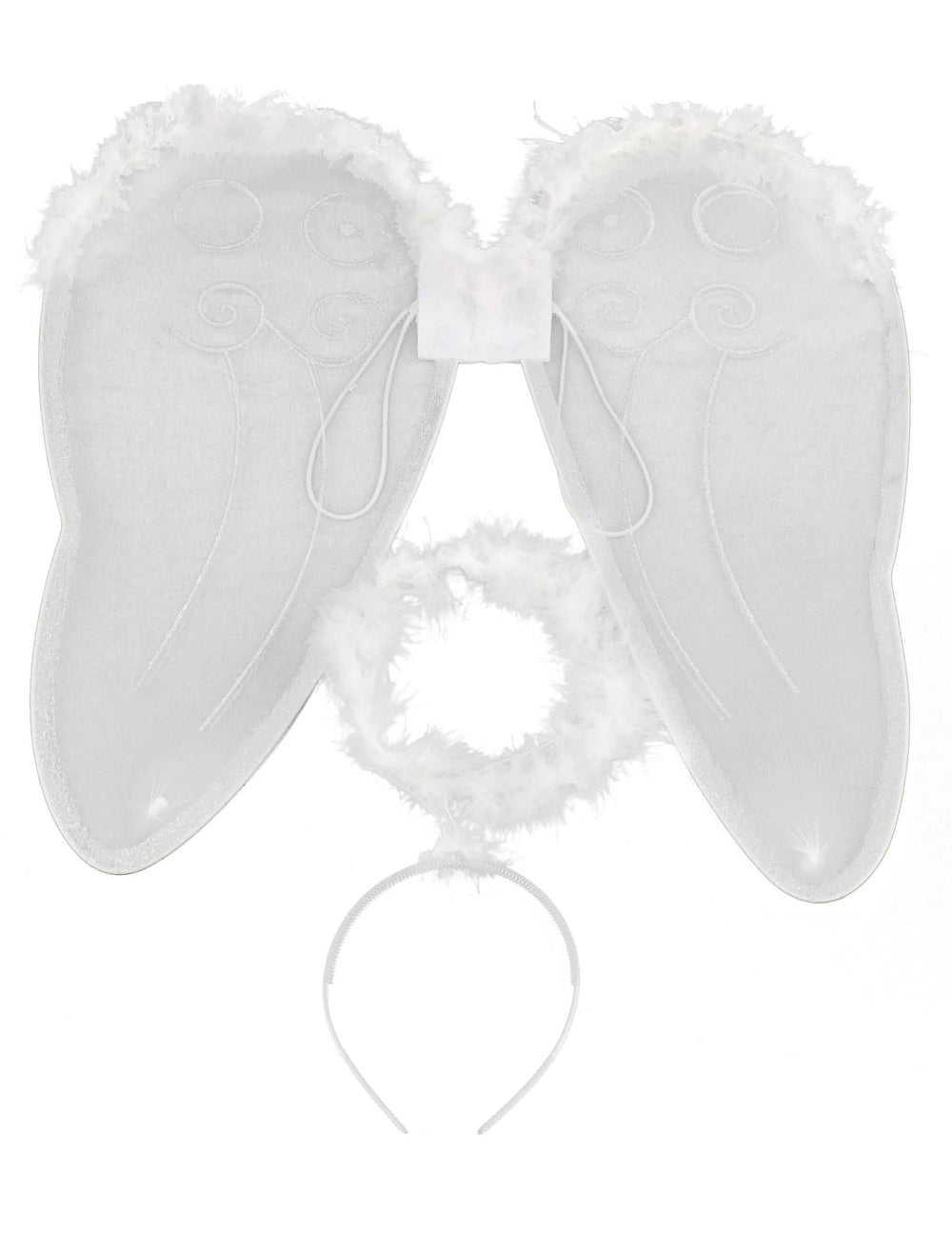 Kit con alas y aureola de ángel para adulto blanco con plumas