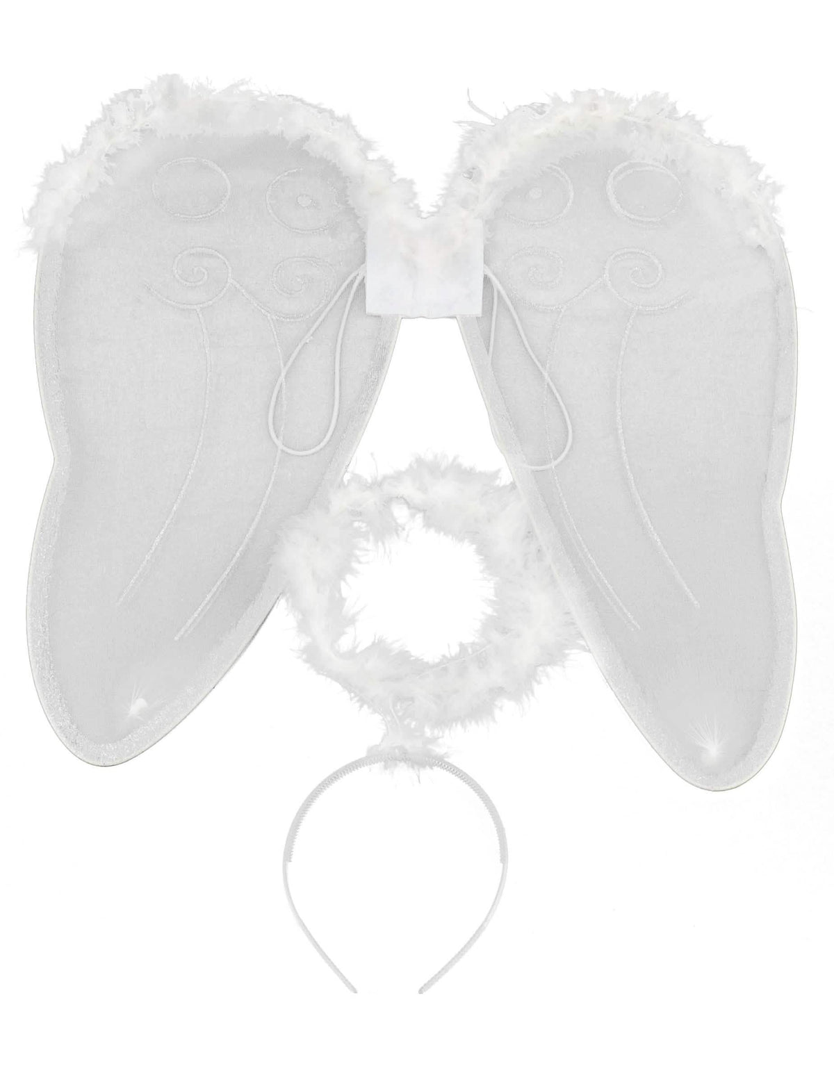Kit con alas y aureola de ángel para adulto blanco con plumas