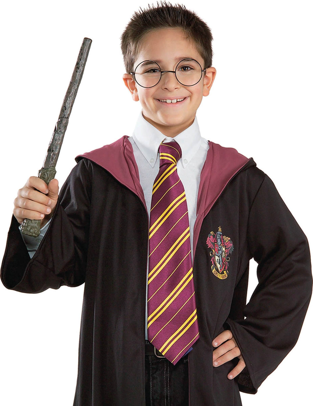 Kit de varita mágica y gafas Harry Potter para niño gafas redondas negras y varita marrón