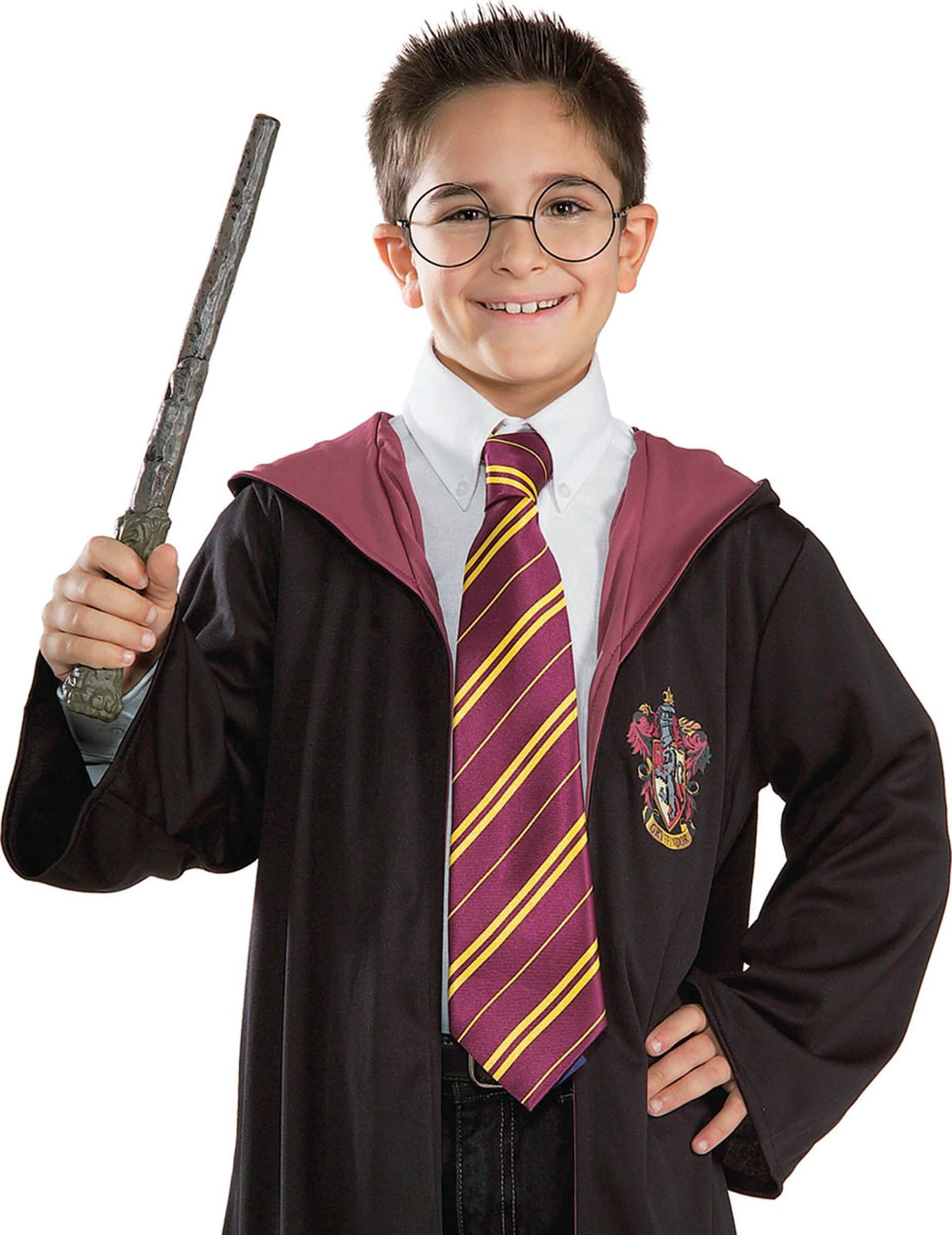 Kit de varita mágica y gafas Harry Potter para niño gafas redondas negras y varita marrón