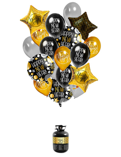 Kit ramo de globos feliz año nuevo con helio