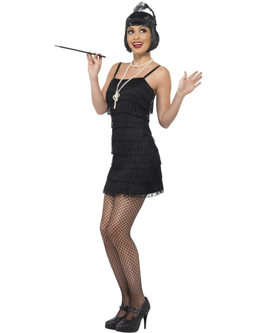 Vista de perfil del kit cabaret para mujer negro