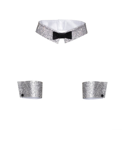 Détail du col et des poignets du kit col et manchettes à strass deluxe