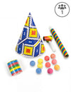 Kit cotillons multicolores pour 1 personne avec chapeau pointu et sans-gêne