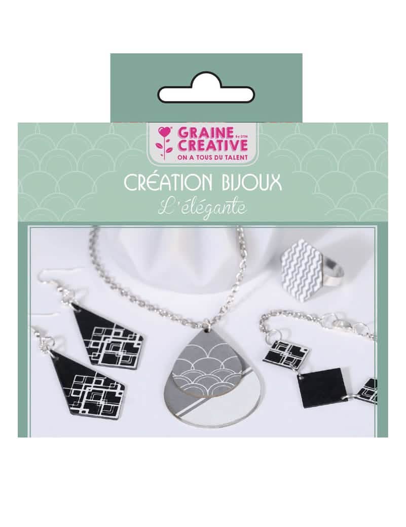 Kit de création de bijoux parure chic pour femme noir et argent