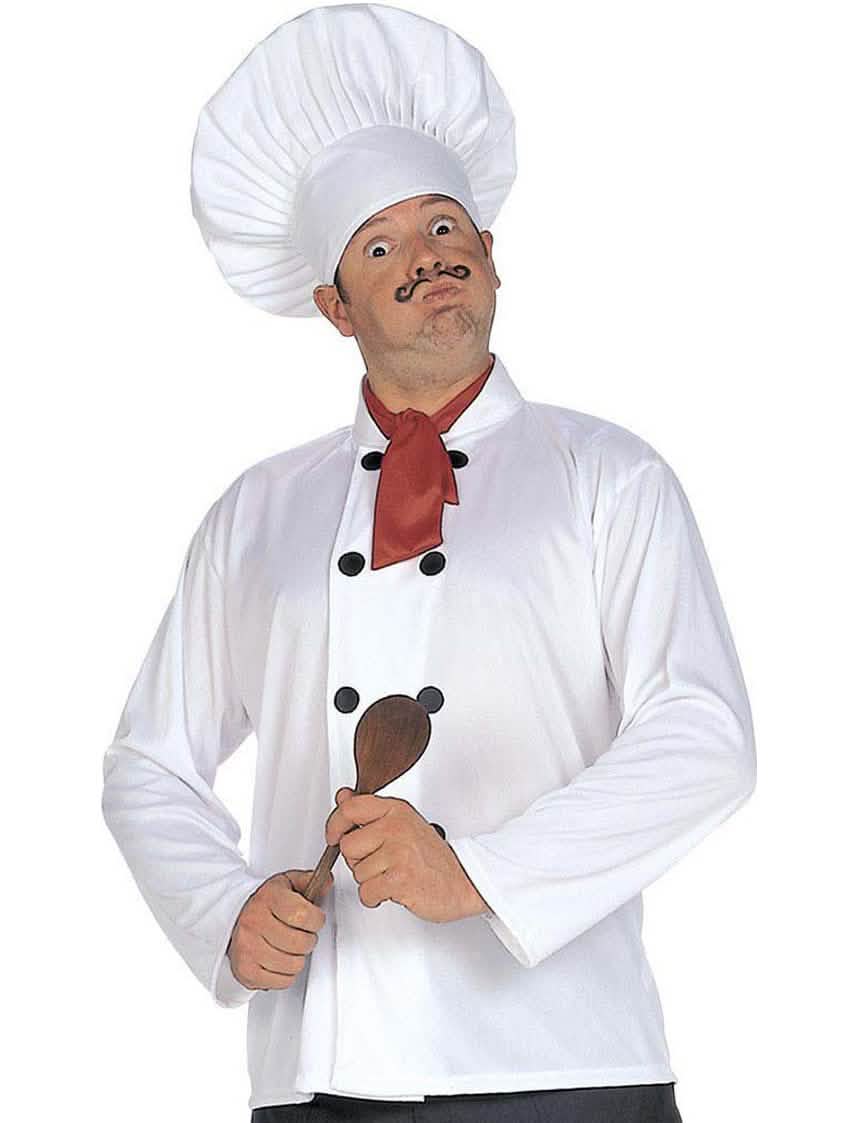 Kit de cocinero para adulto blanco con toque y foulard rojo