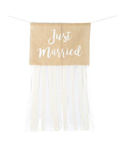 Kit Coche de Novios Rústico Yute y Encaje Completo Just Married