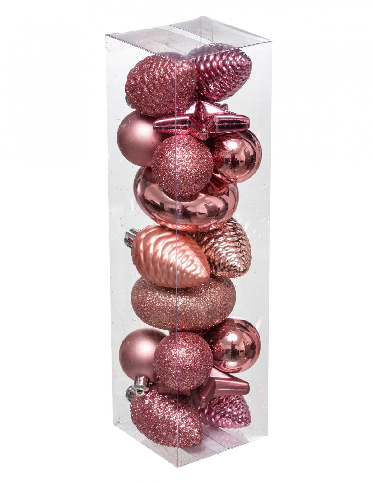 Kit de decoración de árbol de Navidad oro rosa brillante y con purpurina con estrellas