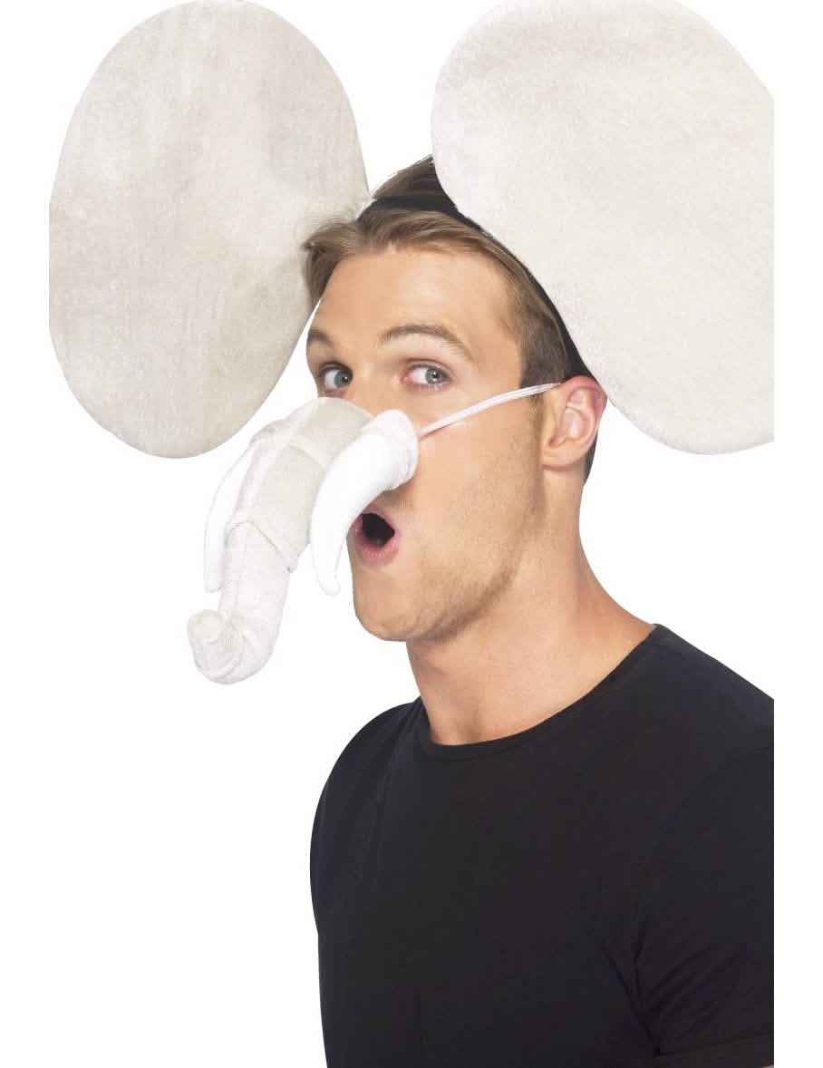 Kit de elefante para adulto gris con orejas y trompa