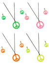 Kit hippie pour adulte multicolore néon avec collier et boucles d'oreilles peace and love