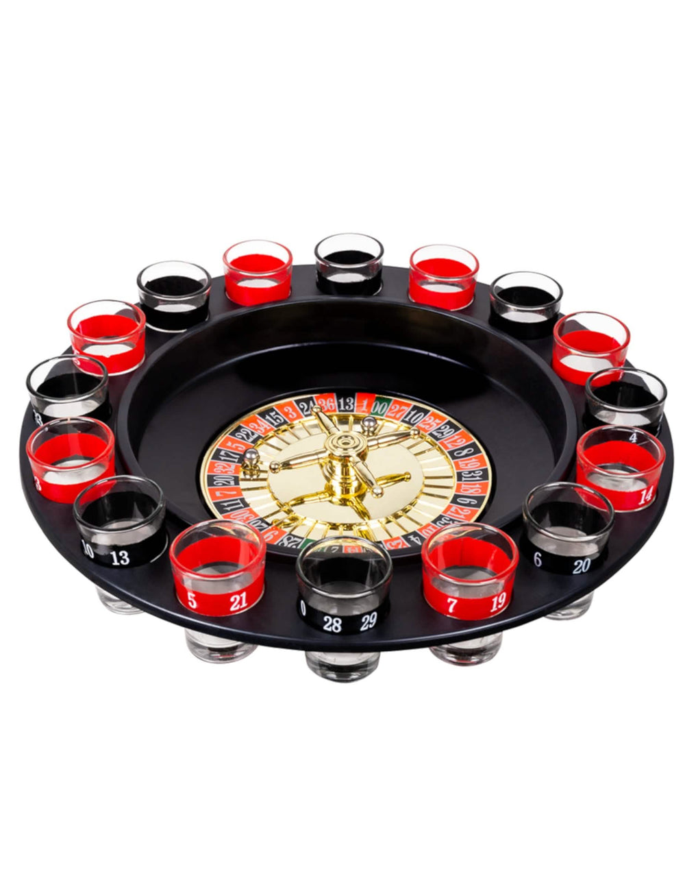 Kit de juego de aperitivo ruleta para adulto negro y rojo con vasos de chupito