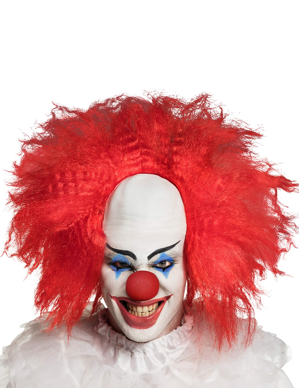 Primer plano del maquillaje facial del kit de maquillaje de payaso aterrador