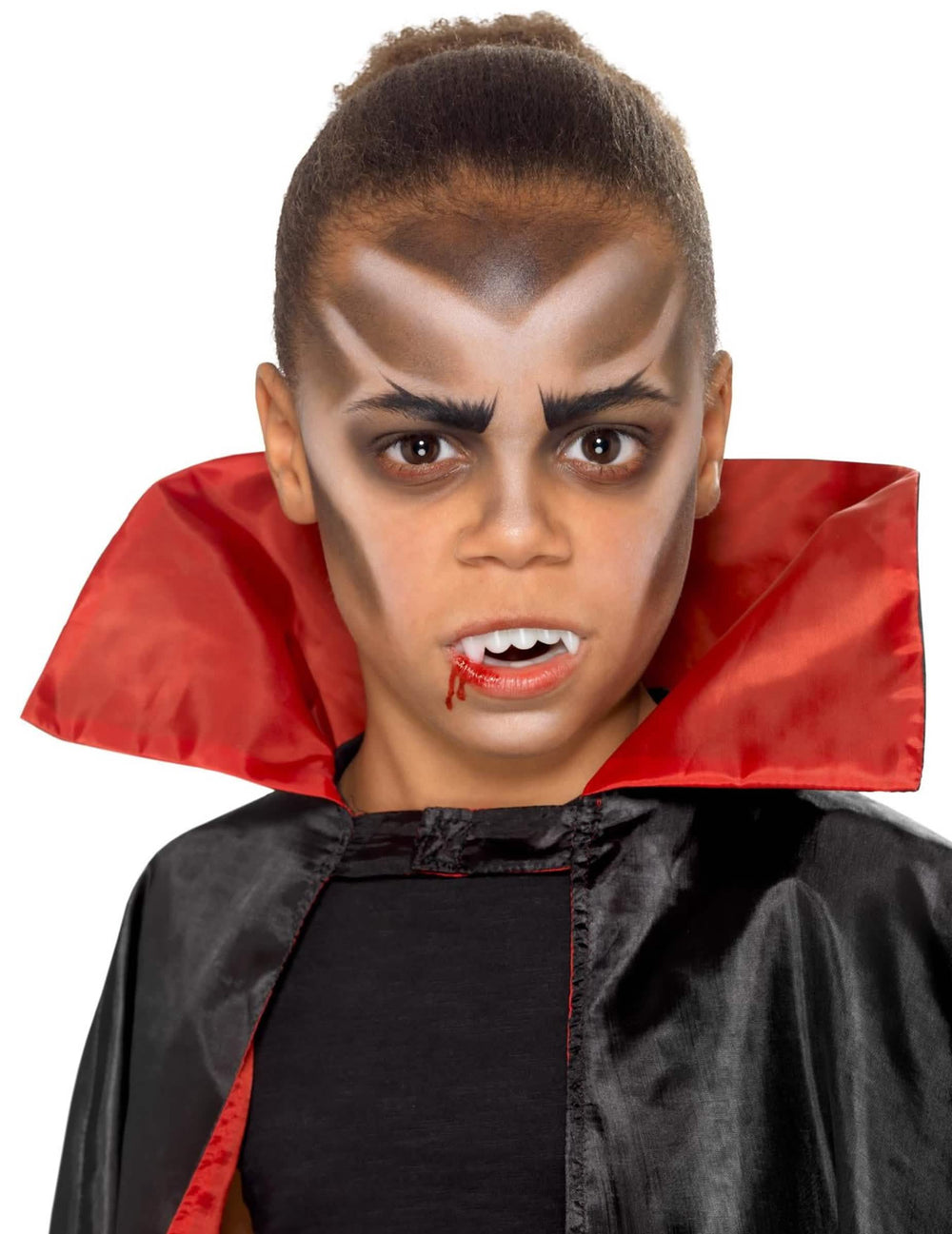 Kit de maquillaje vampiro con dentadura postiza para niño rojo y negro