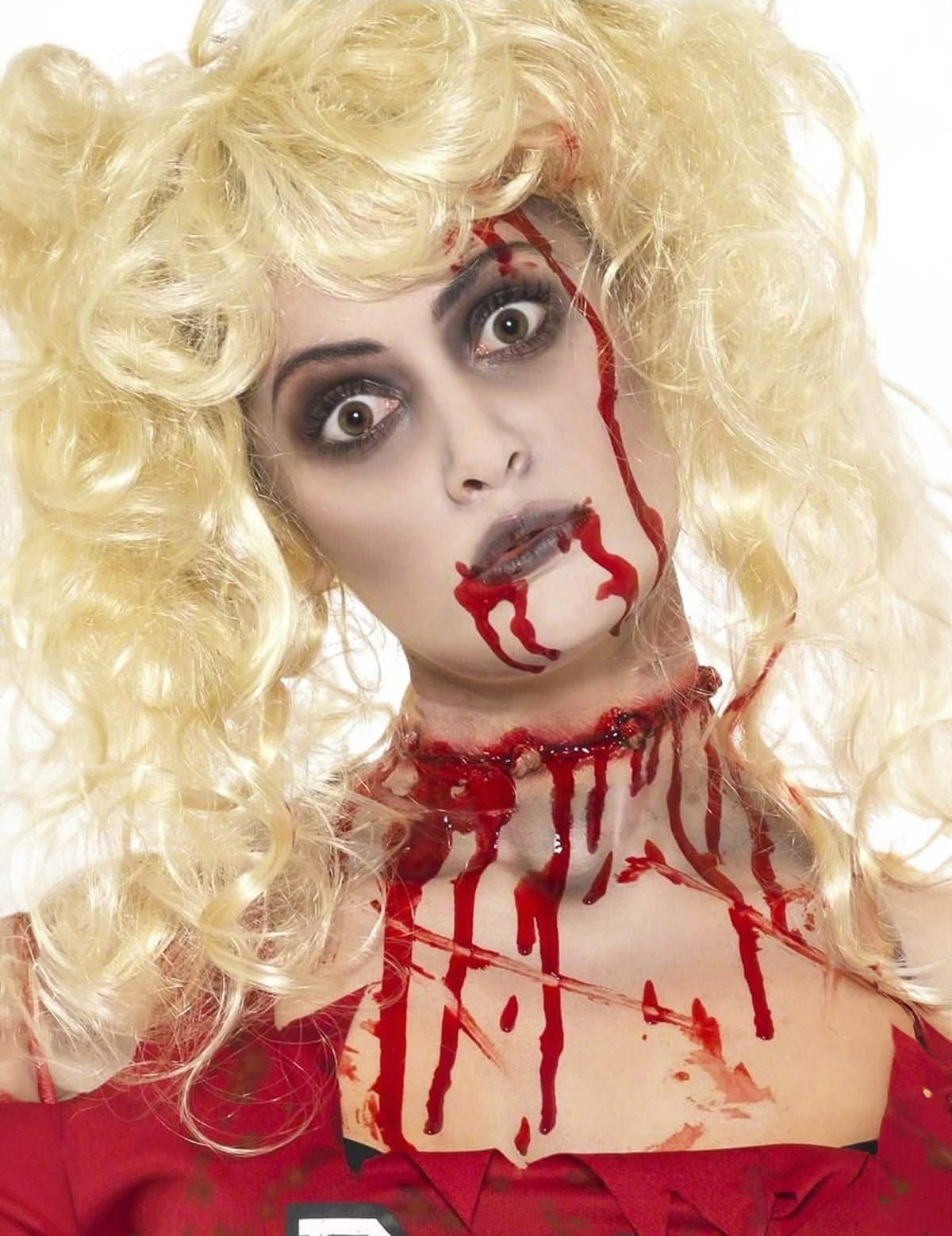 Kit maquillaje zombie para mujer con sangre falsa y efecto de garganta cortada